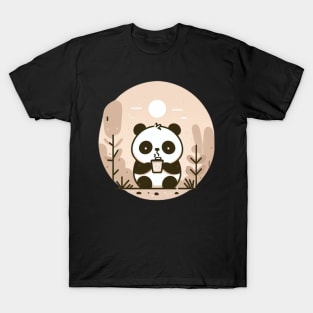 Panda’s Day Out - little cute panda addicted to little black coffee with milk T-Shirt